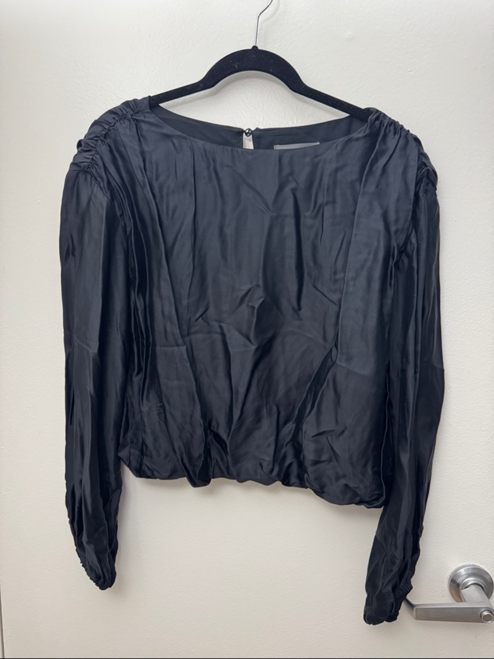 Anthropologie Black Silky Long-Sleeve Blouse